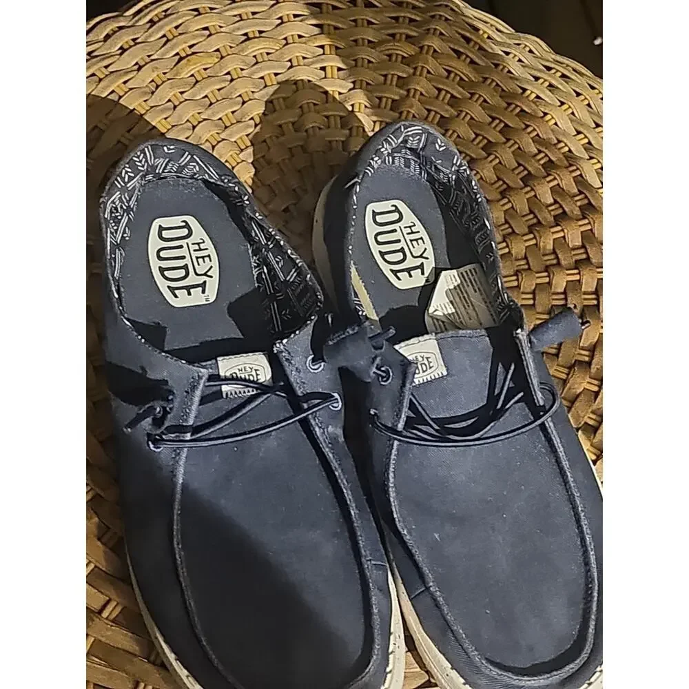 Hey Dude Wendy Navy Blue Stretch Canvas Women’s 10 Casual Slip-On